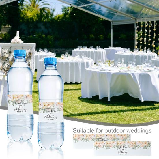 20 Pcs Gift Stickers Water Bottle Wrapping Labels Flower Print Self-adhesive Great Stickiness Gift Sealing Paper Stickers Happy Wedding