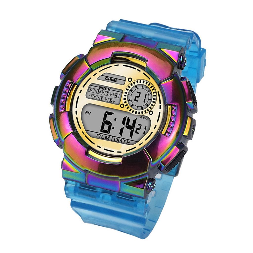 Orologio da Polso Sportivo LED Digitale Impermeabile Multifunzione Leggero Trasparente per Ragazzi Ragazze Oro Rosa