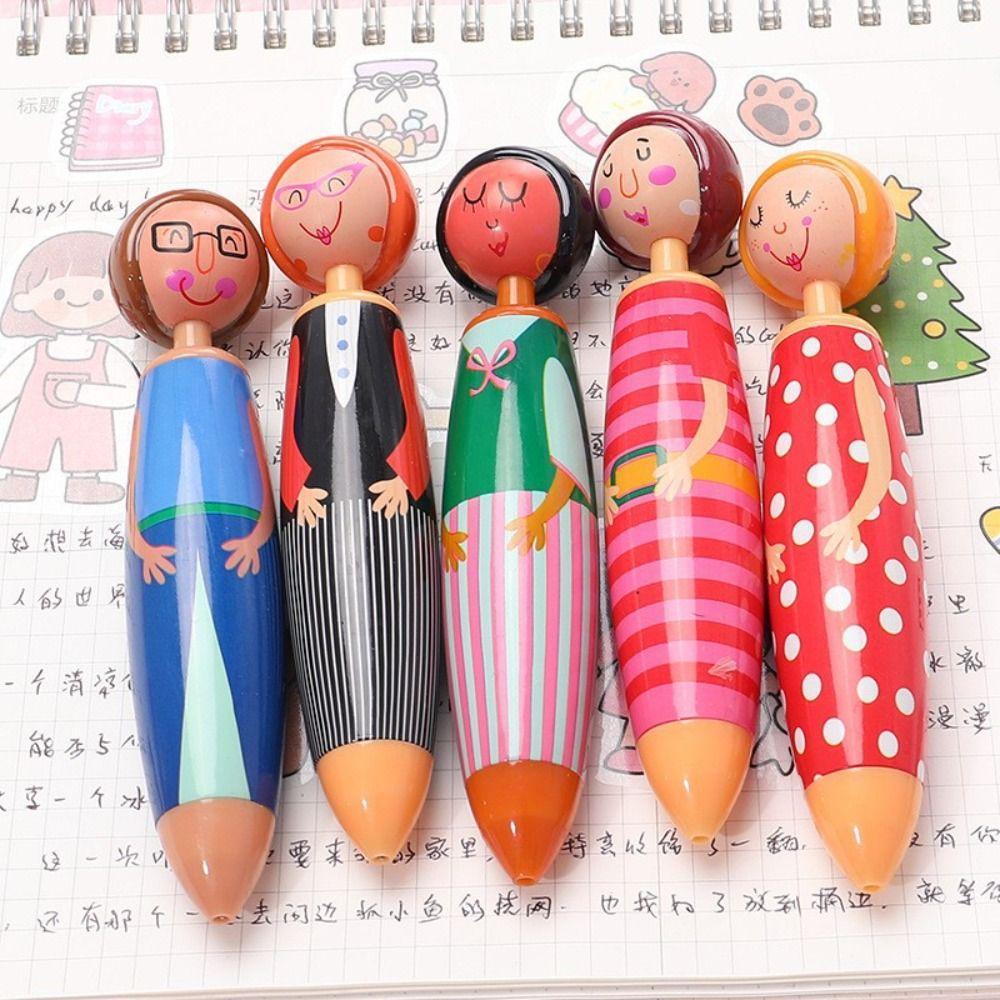 5Pcs/bag Stationery Ballpoint Pen Cartoon Doll Pen New Neutral Pen