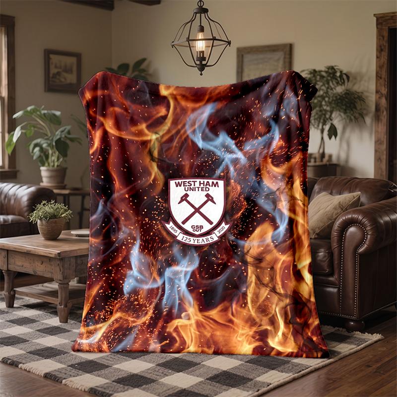 Coperta in Flanella con Stampa West Ham United Calcio Morbida Calda Coperta da Divano Letto per Casa Ufficio Camera da Letto