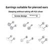 Earlobe Stud Earrings with Silver Pins, Mini Ear Bone Studs, Sleep-friendly, No Need To Remove, Double-headed Threaded Earrings