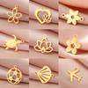 Teamer 5 pièces/lot Mini Breloques en Acier Inoxydable pour la Fabrication de Bijoux DIY Fleur de Lotus Coquille de Tortue Avion Pendentif Bijoux Vente en Gros