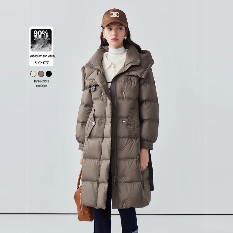 

Женский пуховик Fengmao с капюшоном и поясом, длинный, FML62358 L