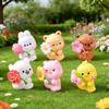 Cute Animal Miniature Figurine Mini Resin Bear Bunny Duck Holding Flower Statue for DIY Moss Landscape Fairy Garden Home Cake Decor