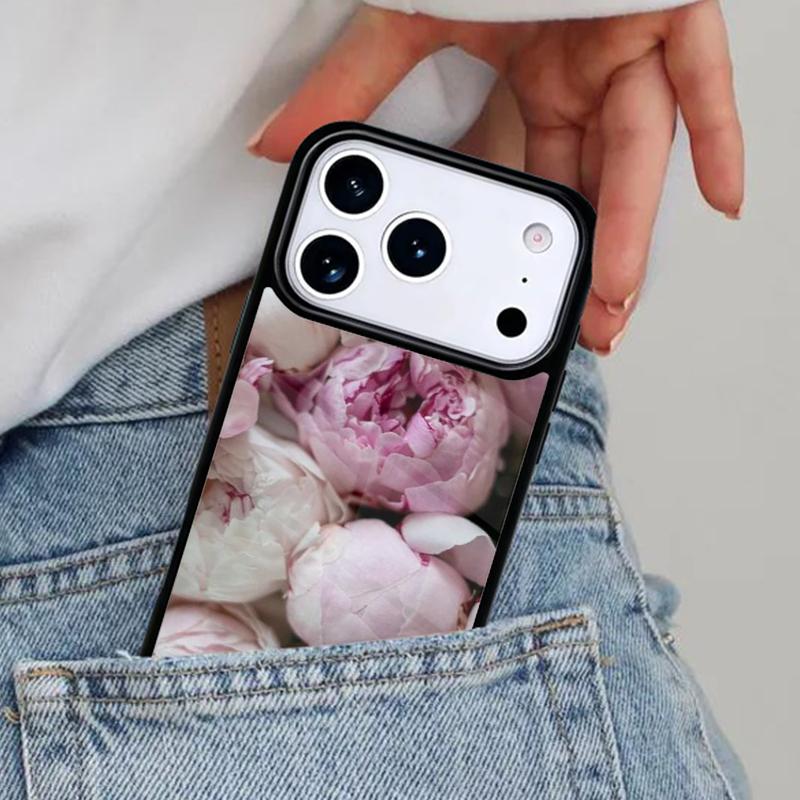 Flower Pink Peonies Peony Phone Case for iPhone 16e 15 14 13 12 17 Pro Max Plus Air 17pro Cover Coque