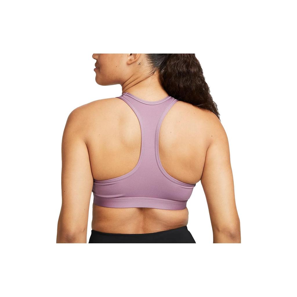 Nike Swoosh Logo Solid Color Sports Bra with Racerback Support Women Underwear Dusty-Purple DX6822-536