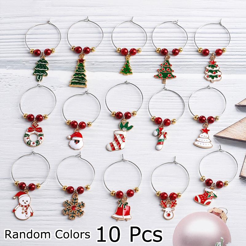 1/10 ks Prsten Svátky Kreslený Tvar Kreativní Víceprvkový Jemný Cyklus Vánoce Slitina Zinku Značka na Sklenici Identifikátor Nápoje Dekorace na Sklenici na Víno