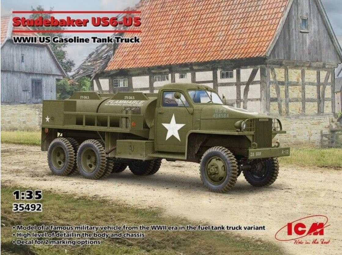 

ICM 1/35 Scale American Studebaker US6-U5 Gasoline Truck Plastic Model Kit 35492 (Military Vehicle)