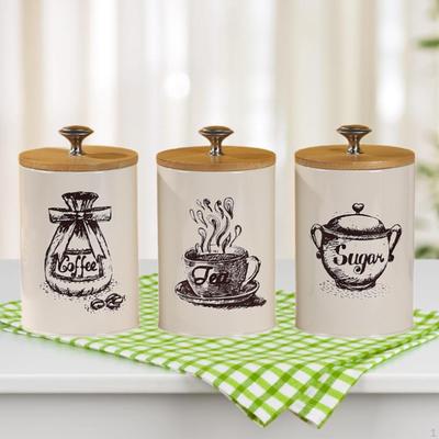 3 Delar Kaffe Te Sockerbehållare Kök Burkar för Bänkskiva Burk Dekorativ Bondgård