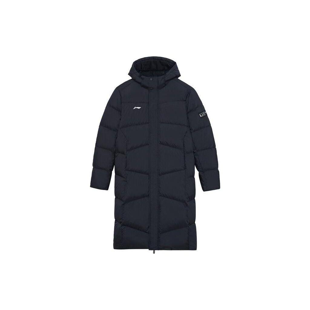 Li Ning Logo Letter Print Hidden Stand Collar Warm Thick Hooded Down Jacket Men Jacket Black AYMS429-1