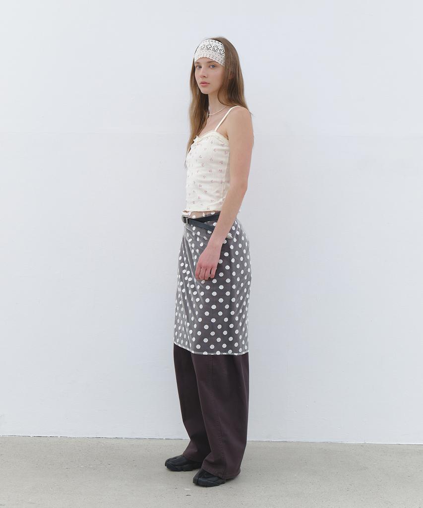 Cluny Dot Patten Wrap Skirt - White