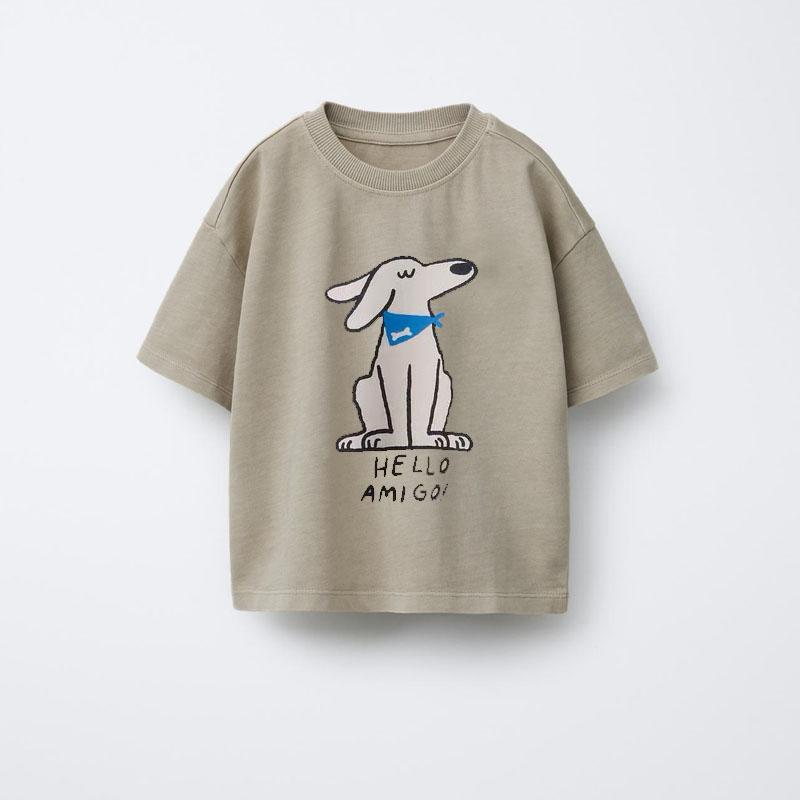 Cute Tees Casual Loose Short Sleeve Tops New Design Tops Summer Clothing Boys Girls Baby Simple Crewneck Tees Printing T-shirt