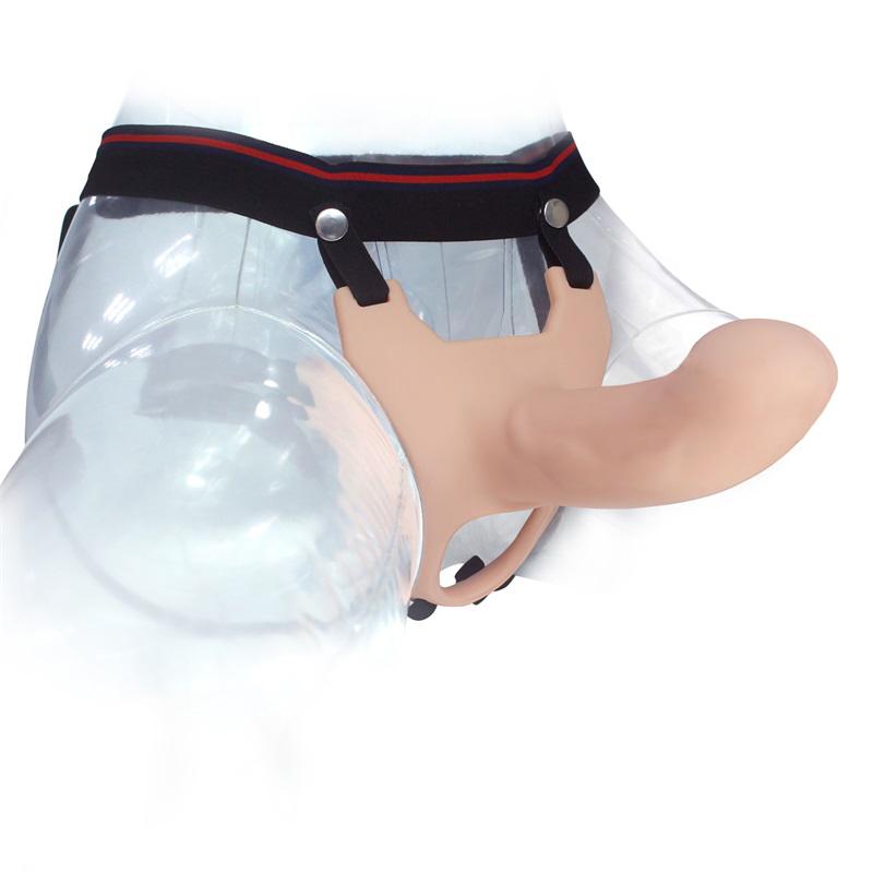 Big Size Silicone Strap On Dildo for Men Realistic Penis Extender Enlarger Male Hollow Strapon Dildo+Bullet Vibrator Sex Product
