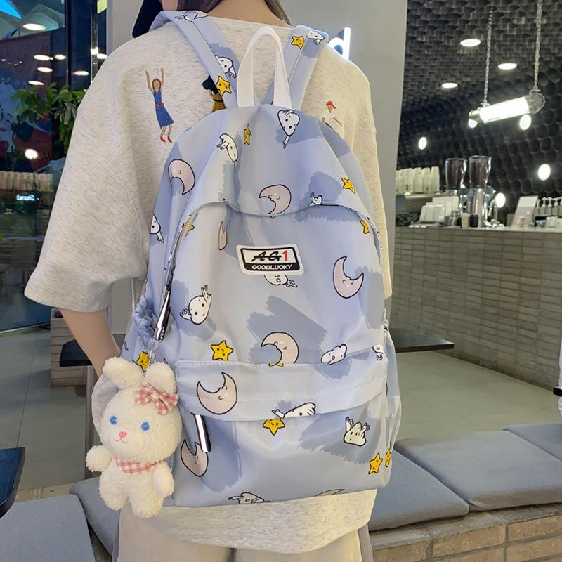 Sports Backpack Printed Student Schoolbag Large Capacity Water-resistant Outdoor Travel Backpack