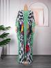 African Women's Plus Size Chiffon Print Beach Dress and Robe Set