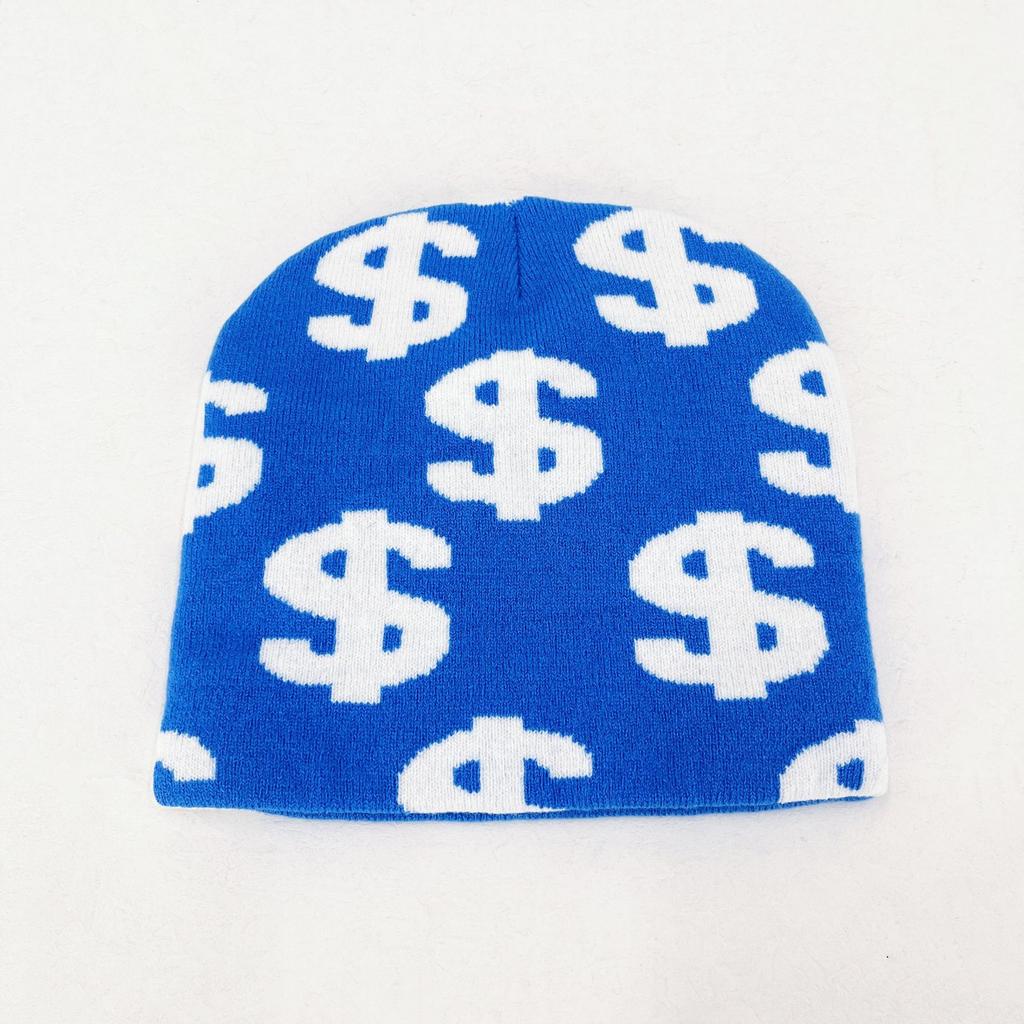 Men's And Women's Universal Y2K Autumn Winter Hat hip hop Web Riding Outdoor Sports Fashion Hat Dollar Printed Knitted Beanie