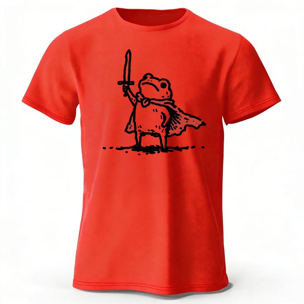 2026 New Mens Frog Warrior Pure Cotton Tshirt Printed Large Womens Pure Cotton Tshirt Casual Street Photography Clothing