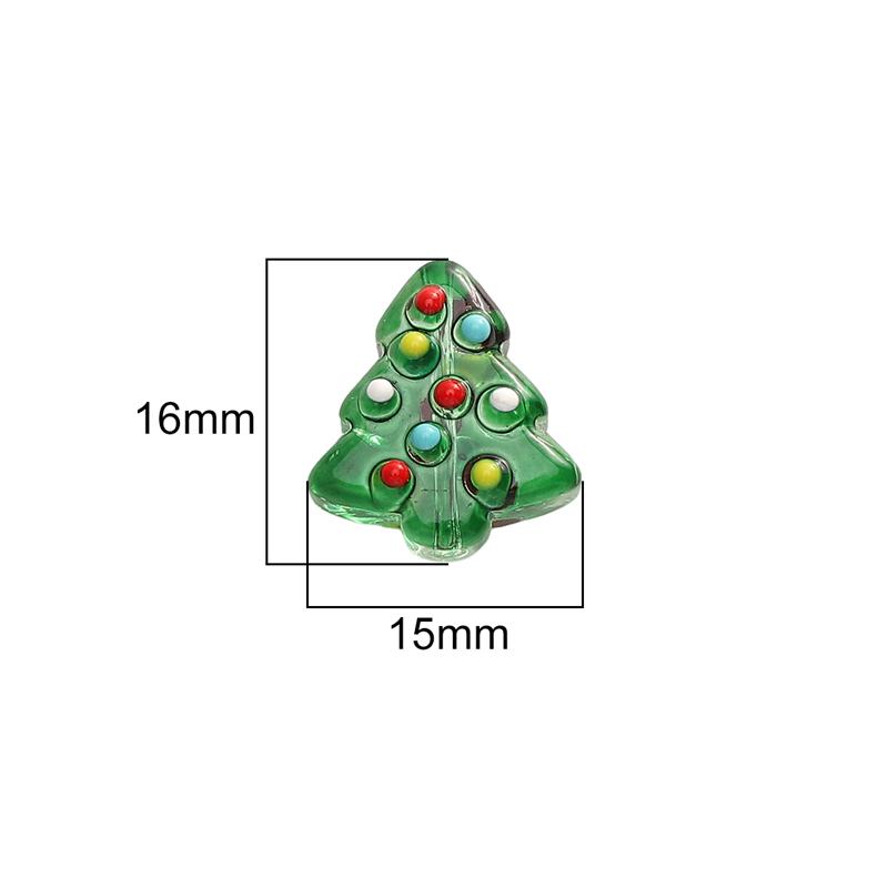 [15X16mm] Hand-painted Christmas Tree Beads Glass Christmas Tree Beads DIY Handmade Christmas Jewellery Accessories 1pc