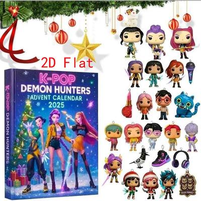 2D Flat 2025 Demon Hunter Advent Calendar Blind Box Christmas Tree Acrylic Pendant Gifts