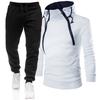 Men's Casual Sports Suit With Slanted Zipper Hooded Sweatshirt And Sweatpants Two-piece Set Slim Fit Running And Fitness Leggings Set