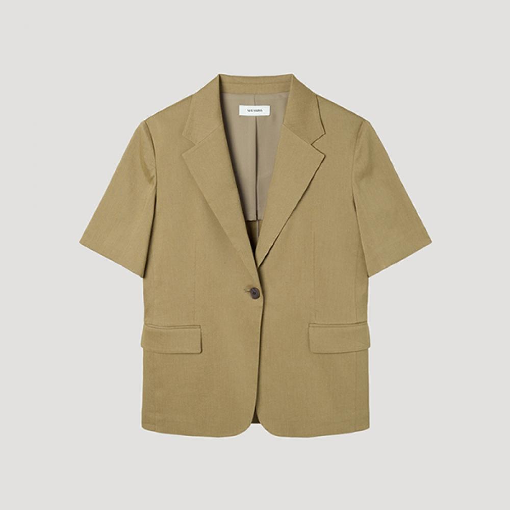 

[She S miSS] Linen Blend One Button Half Jacket Swwjkp21040 Ca Camel/77