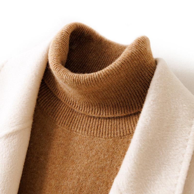 Women's 2026 Cashmere Knit High Neck Sweater - Autumn/Winter Short Top