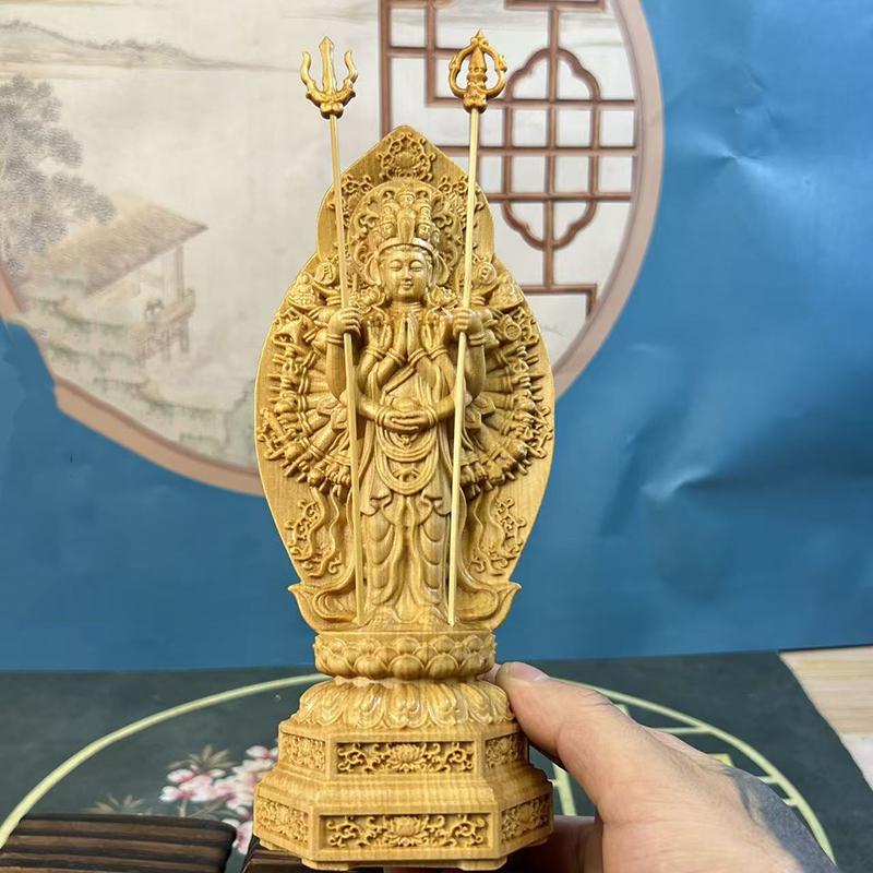 

резьба по дереву Тысячерукий Авалокитешвара Бодхисаттва скульптуры фигурки буддийские фигуры Дом Комната Офис Фэн-шуй Статуя