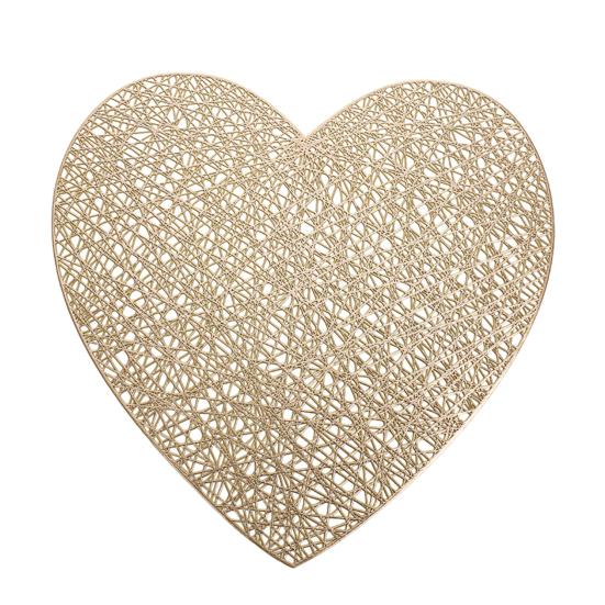 

Полый термостойкий коврик для столовых приборов в форме сердца, защитный коврик для стола, противоожоговый износостойкий материал, коврик для домашнего обеда, свадебное украшение золотистый