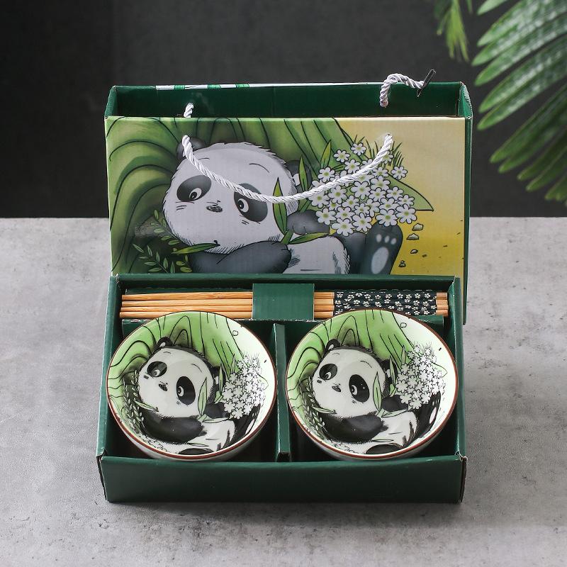 Creative Panda Tableware Set Cartoon Ceramic Tableware Gift Box