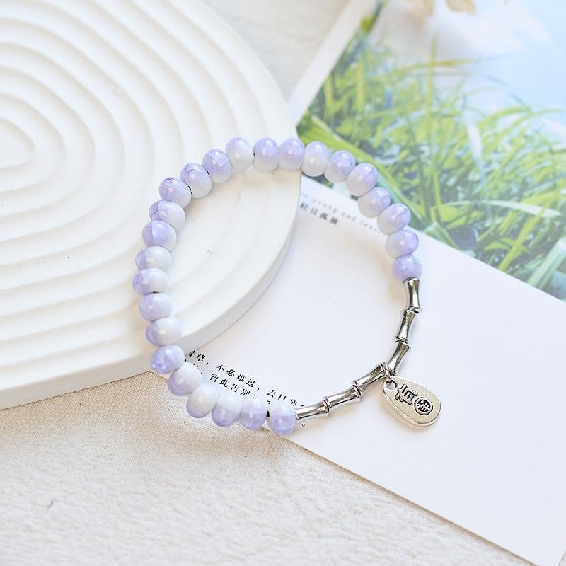 Original Design New Chinese Jingdezhen Ceramic Bracelet Student Literary Bamboo Arrival Porcelain Bead Bracelet Female Wholesale