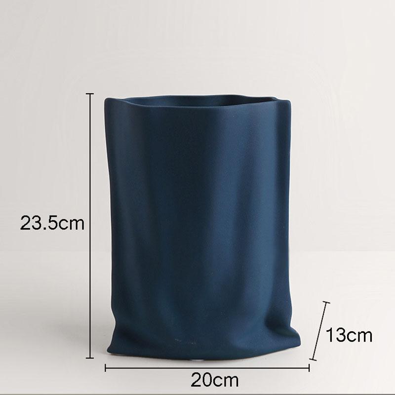 Silver Plated Ceramic Vase Desk Decoration Creative Pleated Vases Decorative Flowers Pots Flower Arrangement Modern Home Decor