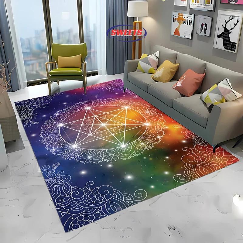 Neue Produkte schnell versandt! 3D Heiliger Metatron-Würfel Muster Teppich Wohnzimmer Teppich Schlafzimmer Sofamat Kinder Rutschfeste Bodenmatte