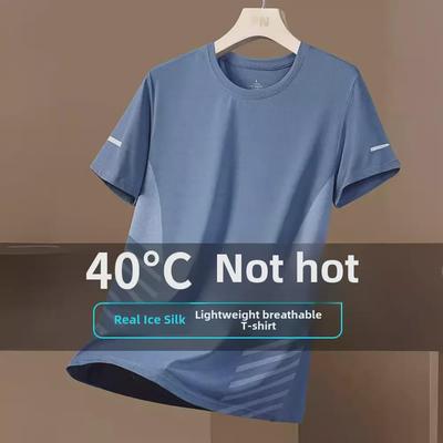 Schnelltrocknendes T-Shirt aus Eisseiden-Mesh für Herren – Sommer-Fitness- und Freizeitkleidung