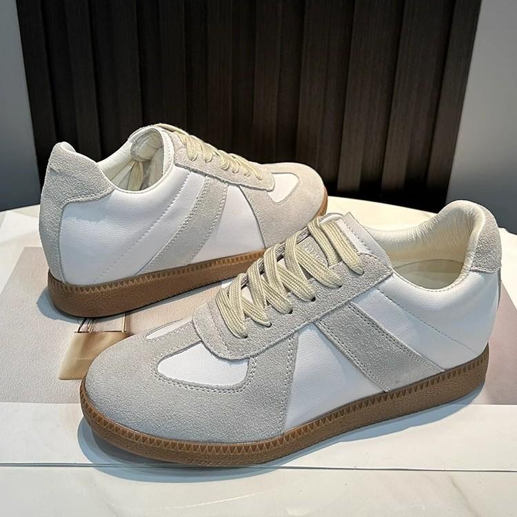 Real soft leather small inner height increase women's shoes 2025 new German training shoes platform white shoes spring and summer casual Forrest Gump