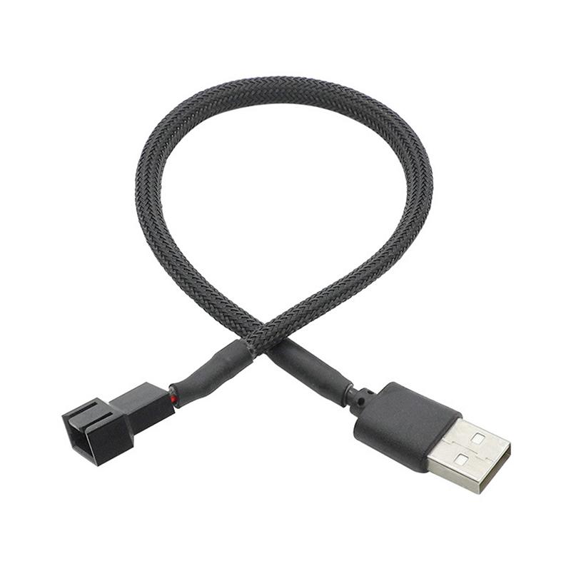 1Pc Case Fan Adapter Connector Cable Usb 2.0 A Male To 3-Pin Pwm 5V Usb Sleeved Fan Power Adapter Cable