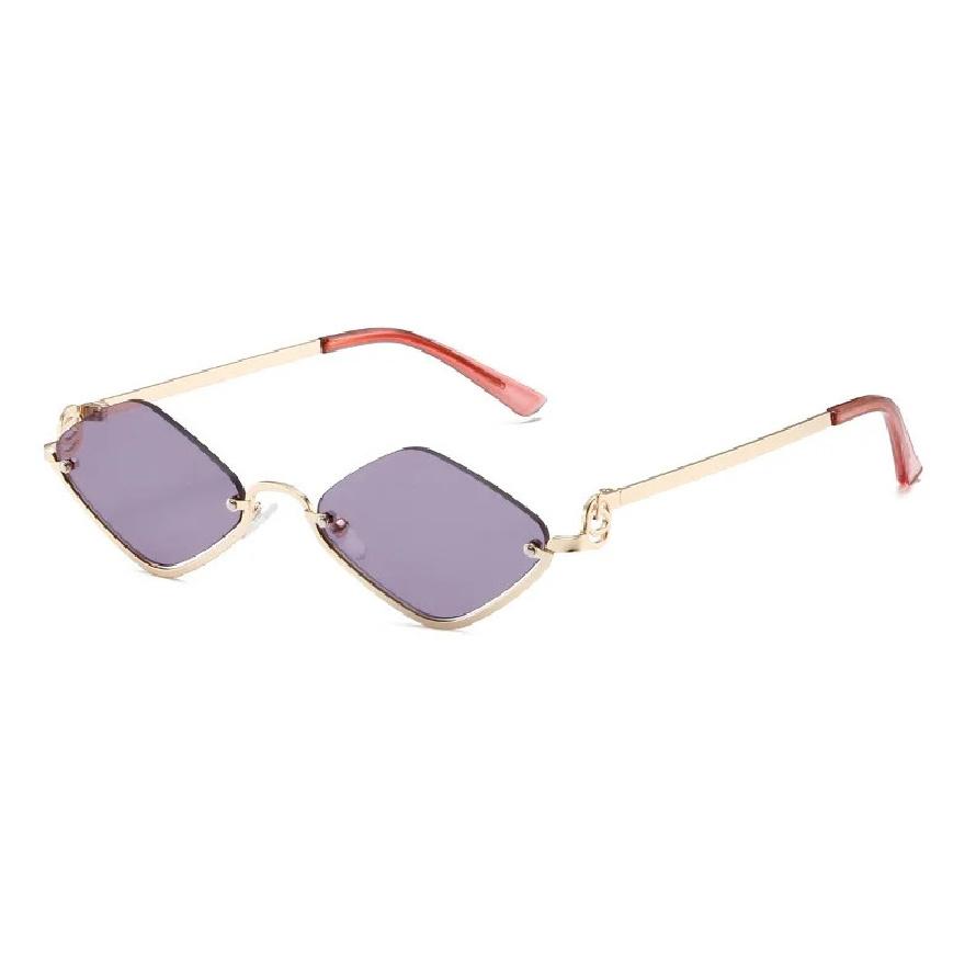 New Metal Half-frame Sunglasses, Fashionable Small Diamond-shaped Half-frame Sunglasses, Simple Literary Beach Sunglasses UV400