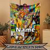 Custom Name Personalized Scooby Print Blanket, Home Decor, Bedroom, Sofa, Camping, Couch, Gifts for Birthday Christmas