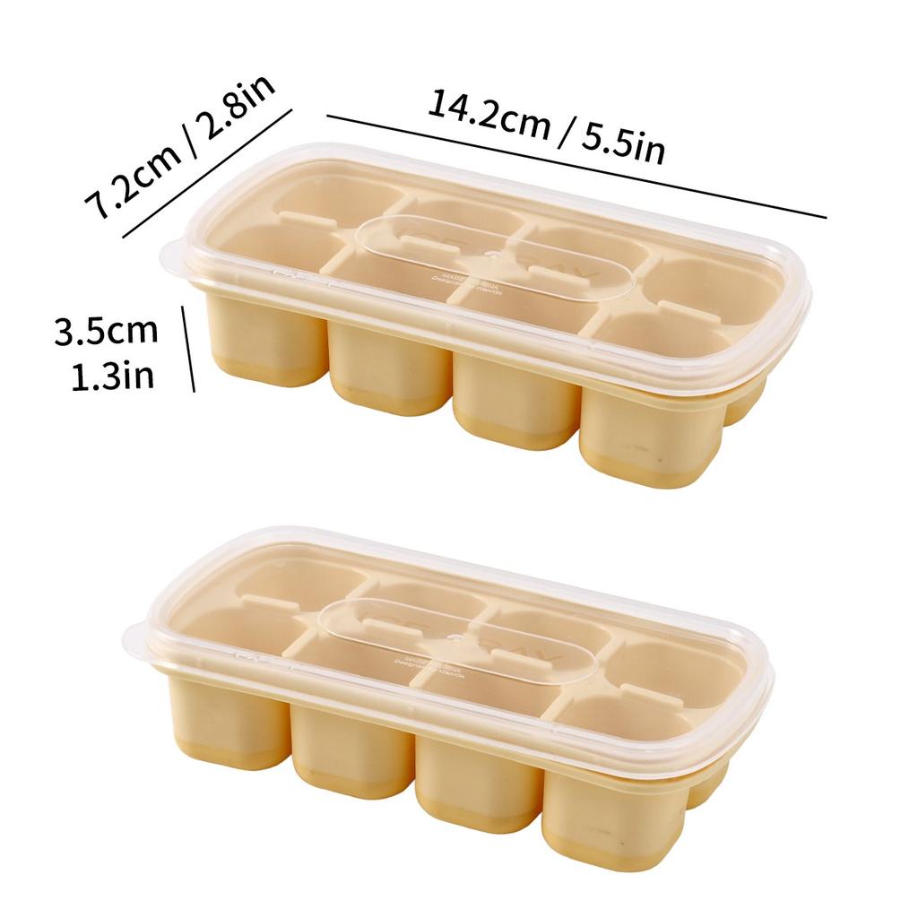 1/2/4pcs Square Plastic Ice Cube Tray With Lid 8 Grids Reusable Ice Cube Mold Refrigerator DIY Ice Maker Ice Mould For Drinks