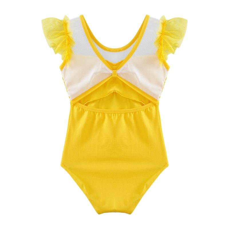 Ruffle Sleeve Ballet Leotard Girls Kids Gymnastics Bodysuit Ballerina Fairy Party Dancing Training Performance Dancewear