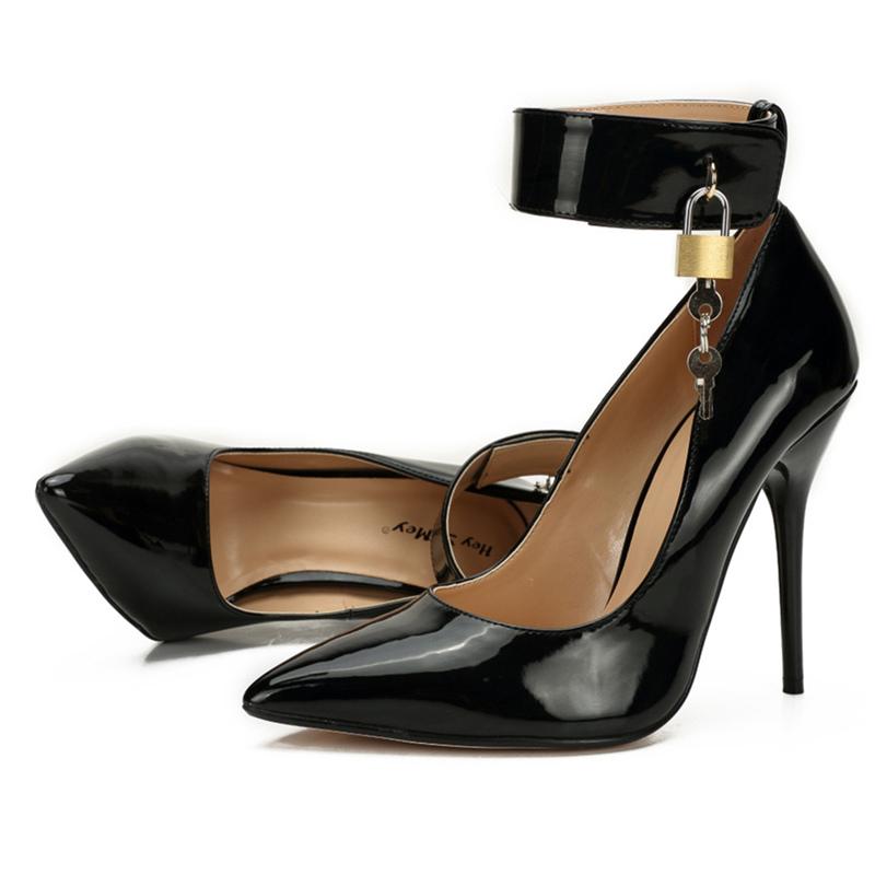 Sexy lodičky na vysokém podpatku Žena Móda Pásek na kotníku Klíč Dec Luxusní Designér Špičaté Černé Červené Dámské Boty na Stiletto Podpatku