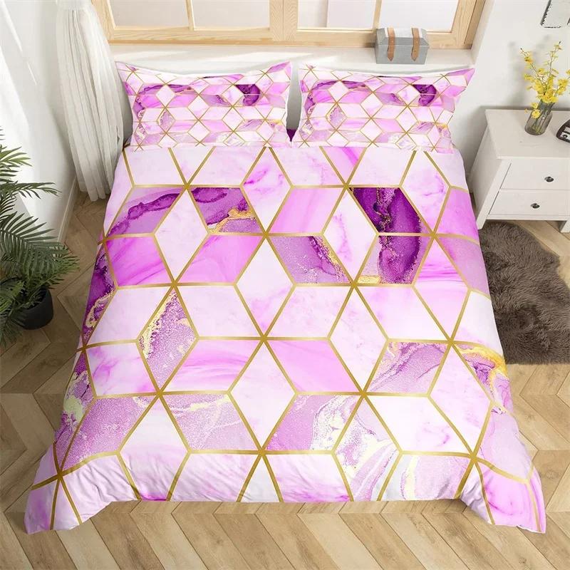

Geometric Bedding Set Marble Print King Duvet Cover Microfiber Modern Design Comforter Cover Single Queen For Kids Teen Adults EU Single(135x200cm)