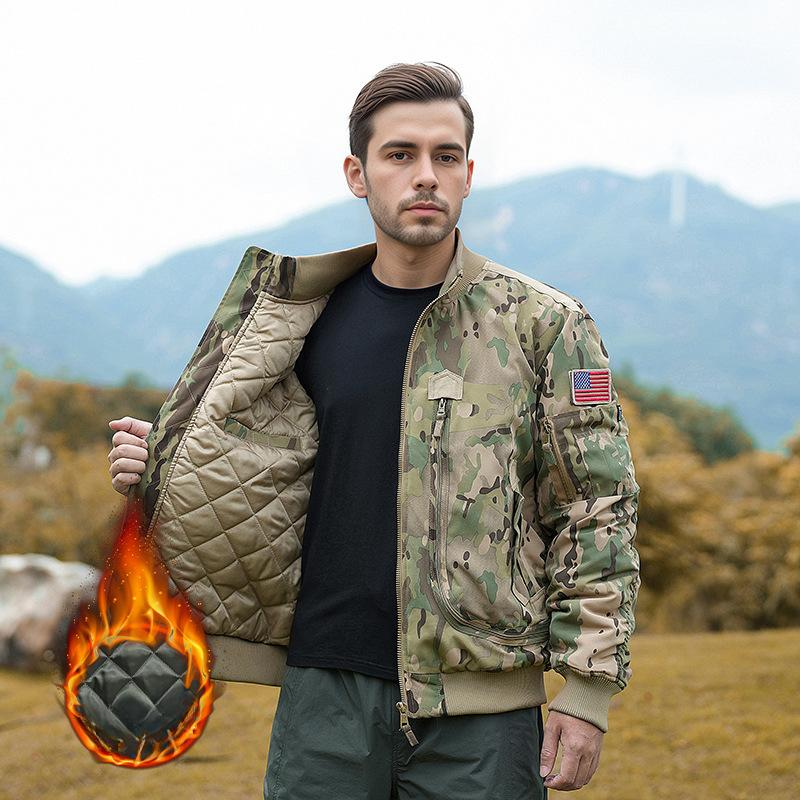 Winter Cotton-padded Men's Camouflage Jacket Outdoor Loose Tactical Jacket Military Style Cold-proof Workwear Baseball Jacket