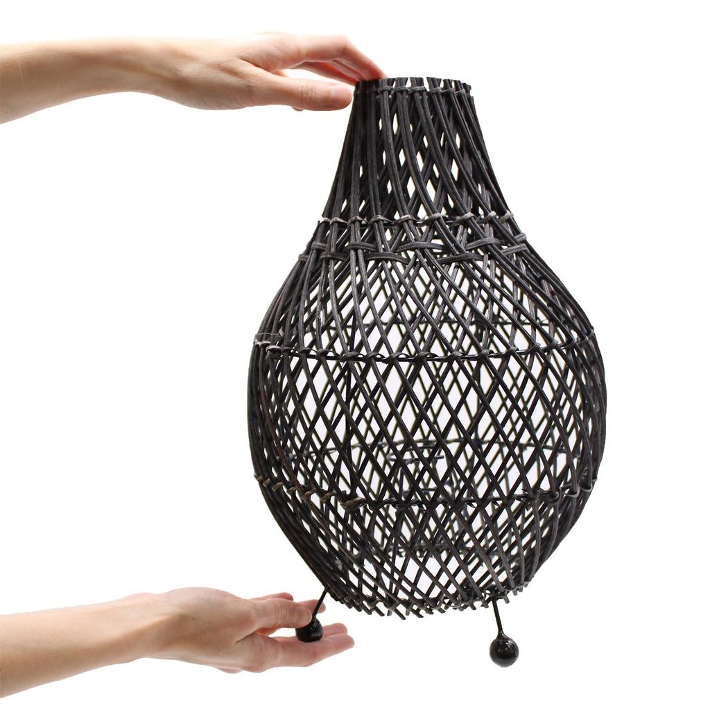 Rattan Table Lamp Black UK Plug
