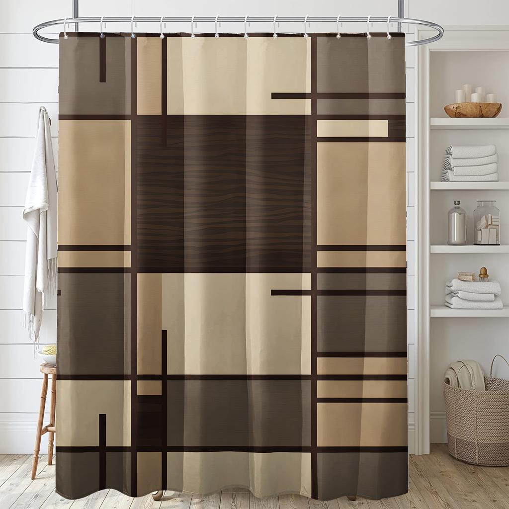 Basic Style Shower Curtain With Hooks Anti - mold For Hotel Home Bathroom