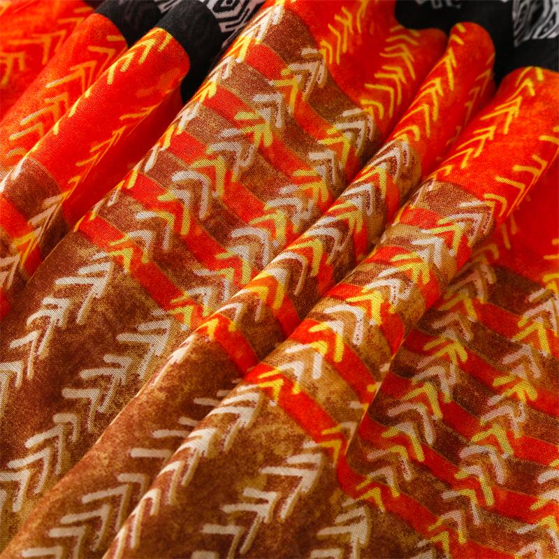 Spring & Summer Geometric Ethnic Silk Scarf - Exotic Style for Women