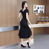 Elegantes Bodycon-Kleid mit Netzprint – Kurzärmelig für Nachtclub, Spa-Techniker