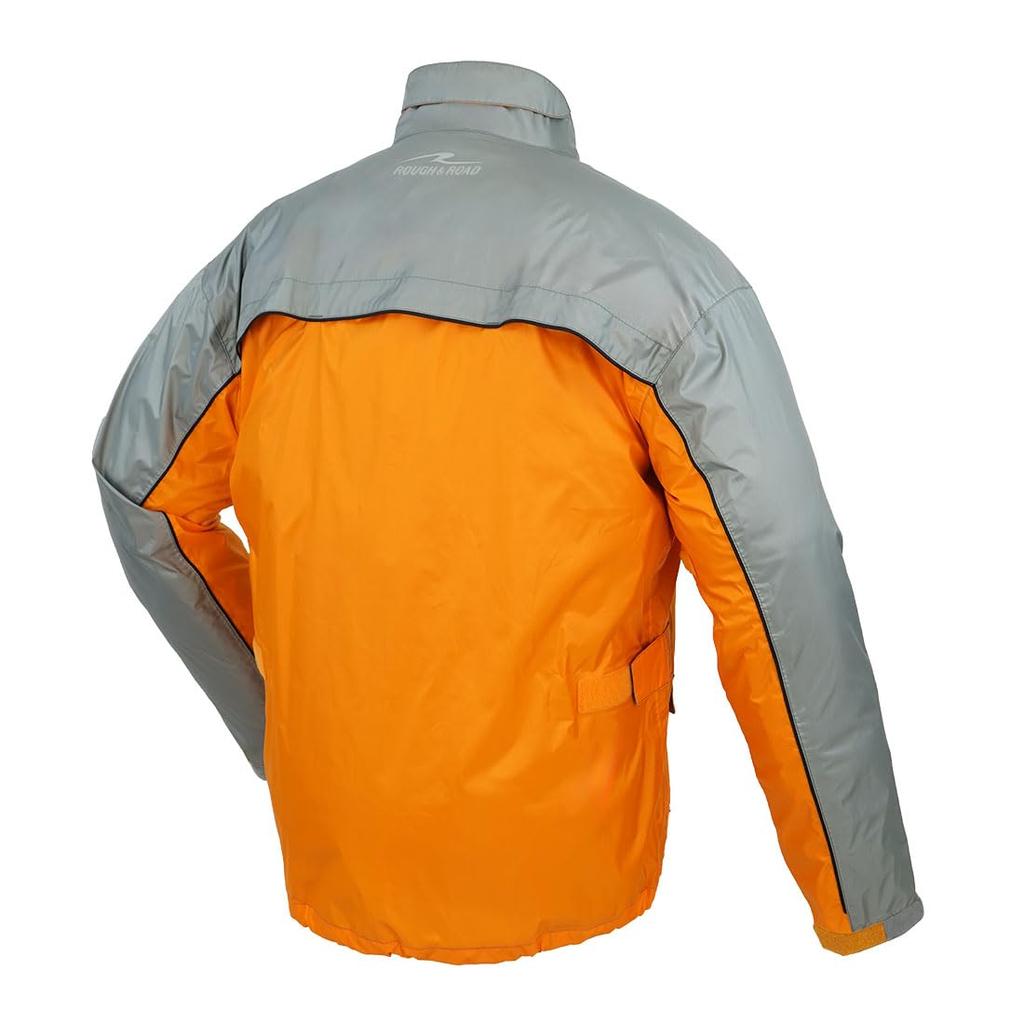 ROUGH&ROAD Dualtex Compact Rain Suit (Top and Bottom Set) Motorcycle Accessories RR7815ORB4 Orange BLL Wide Size