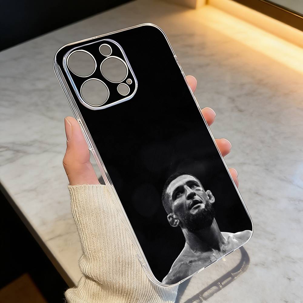 the eagle K-Khamzat Chimaev Phone Case Transparent Silicone Soft For iPhone 17 16 15 14 13 12 11 Mini Pro Max Plus