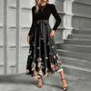 Women's Floral Print High Waist Fashionable And Elegant Dress