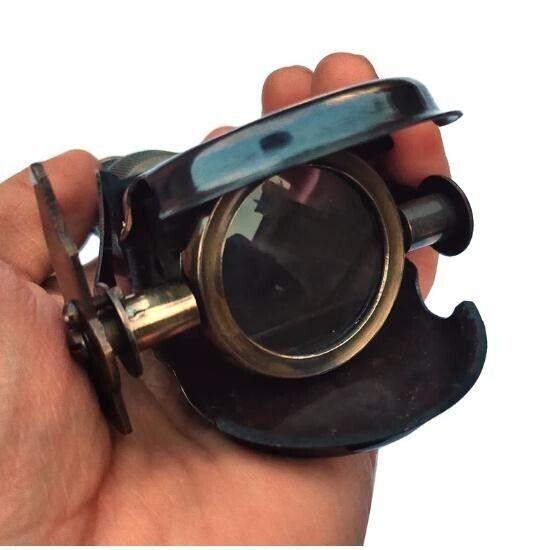 Monokularowy antyczny mosiężny lornetka żeglarska, teleskop ze skórzanym etui Monokularowy